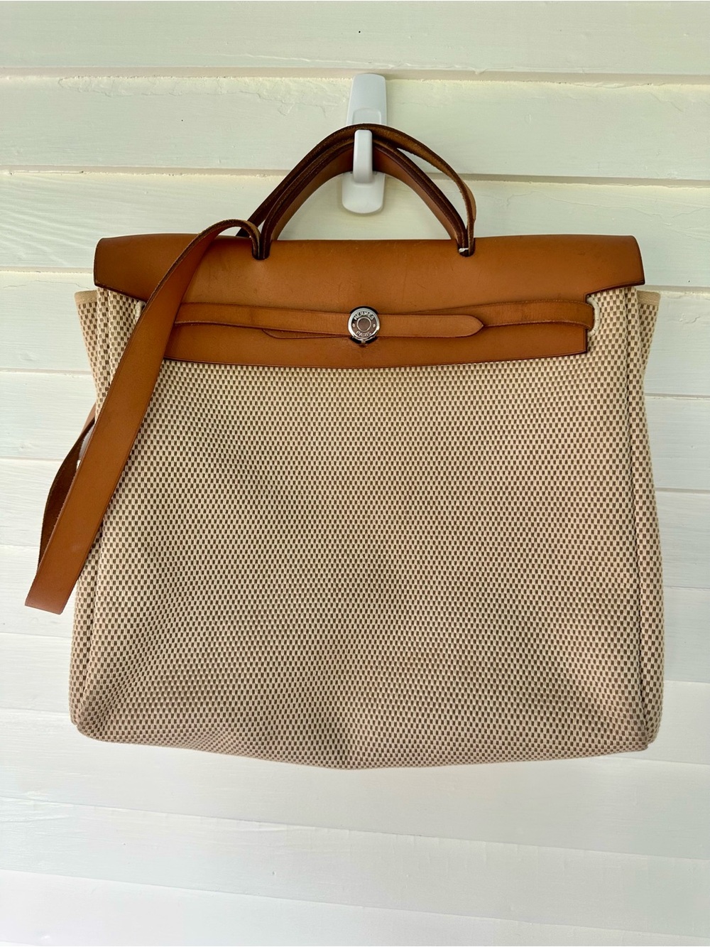 Hermes Herbag 39 cm Shoulder strap, lock,key clochette w/xtra cover-2 bags in 1